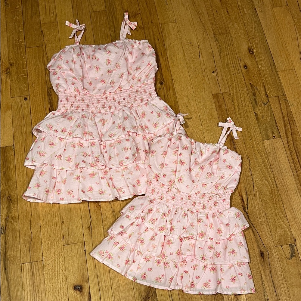 Pink Floral Ruffle Dresses